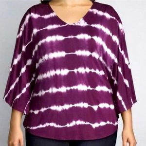 Lane Bryant Plum Purple Tie Dye Bat Wing Poncho Top size 18 20
